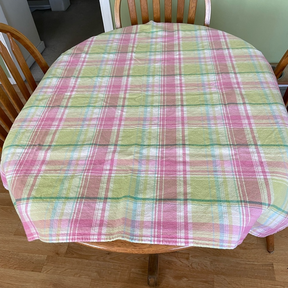 Pastel Plaid Tablecloth  in Pink, Yellow & Blue